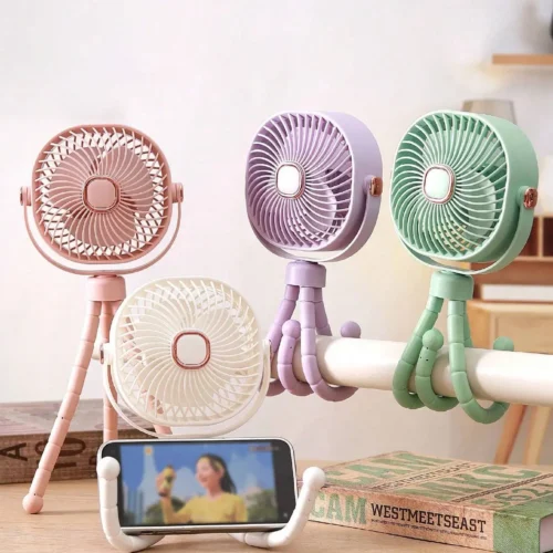 Portable Octopus Mini Fan – USB Rechargeable Stroller & Table Fan (500mAh)